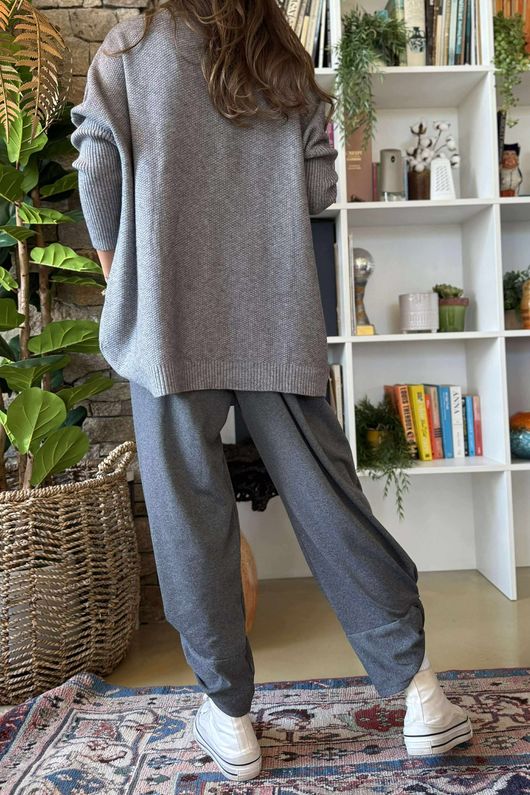 Charli Honeycomb Oversized Turtle Knit Grey Marl